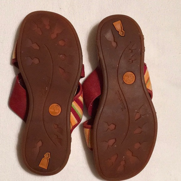 Timberland Red Leather/Canvas Sandals Slides sz 7 - Picture 8 of 8
